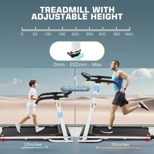 Miniatura 3 de Cinta de correr con estación de trabajo de escritorio y altura ajustable, caminadora plegable de 2.5 HP con inclinación de 3 niveles, capacidad