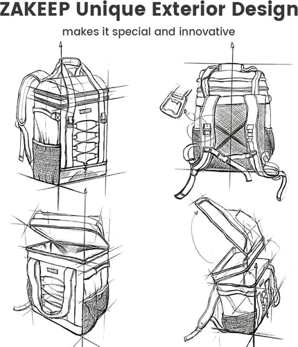 Miniatura 9 de ZAKEEP Mochila enfriadora, 36 latas, multifuncional, a prueba de fugas, con asa superior acolchada, bolsillo de malla para acampar y barbacoa Negro