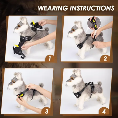 Miniatura 8 de SlowTon Arnés para perro sin tirones, arnés resistente sin estrangulamiento para mascotas, con 2 clips para la correa y mango vertical de fácil