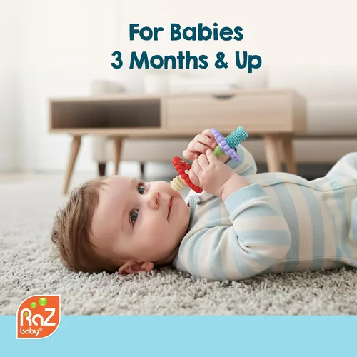 Miniatura 8 de RaZbaby Chompy Varita de Dentición – Tubo de Dentición para Bebé de Silicona Suave y Hueco para Dientes Delanteros y Molares Traseros, Desarrollo