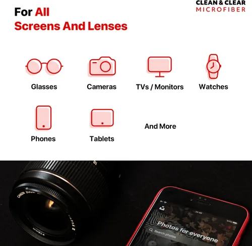 Miniatura 5 de 9 paños grandes de fibra Clean & Clear, alta calidad, para limpiar lentes de cámara, anteojos, pantallas y todo tipo de lentes , Paquete de 4