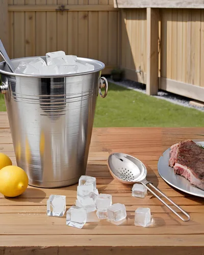 Miniatura 2 de Cuchara de hielo resistente con orificios de drenaje, mango de bucle largo, cucharas de fácil agarre para hielo, frutas, coberturas