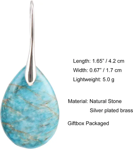 Miniatura 4 de Lettarius Aretes colgantes de piedra natural con piedra natal curativa