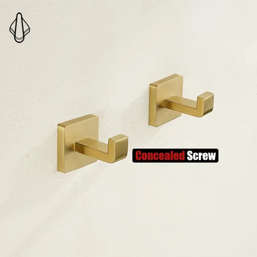 Miniatura 4 de JQK TH250-BG-P2 - Gancho para toallas de baño, para cocina, garaje, acero inoxidable 304, grosor de 0.031 in, 2 unidades, oro cepillado, TH250-BG-P2