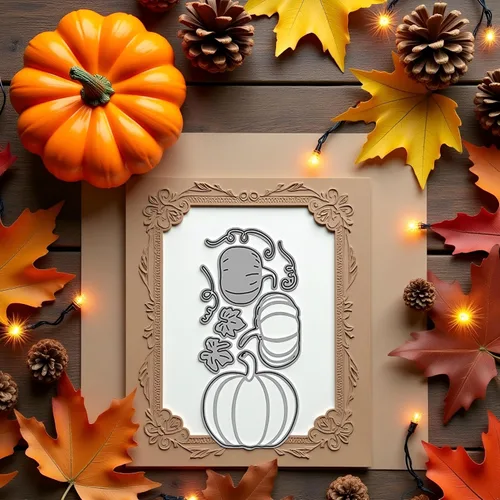 Miniatura 7 de Troqueles de corte de marco de calabaza para hacer tarjetas, borde de encaje, plantillas de corte de calabaza para álbumes de recortes, álbum