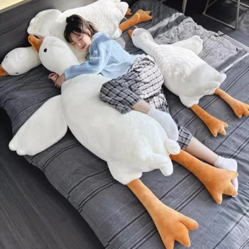 Miniatura 5 de Almohada de ganso de 19.5 pulgadas con animal de peluche de ganso blanco y cisne (blanco, 19.5")