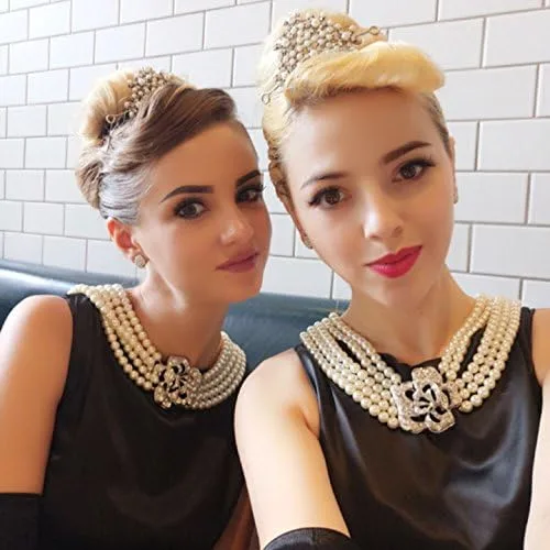 Miniatura 5 de Audrey Style Strand Flapper - Collar de perlas para mujer, inspirado en BAT, Blanco perla