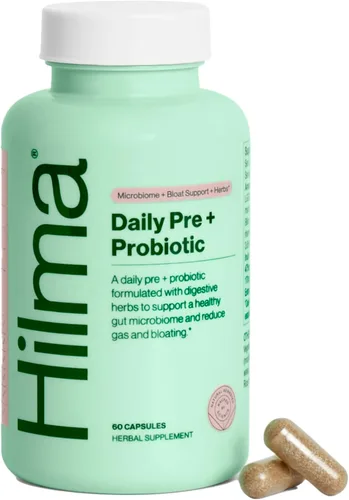 Hilma Pre y Probiótico con Hierbas - Apoyo para la Salud Intestinal con Prebióticos y Probióticos, Más Alivio de Gases e Hinchazón para Mujeres y