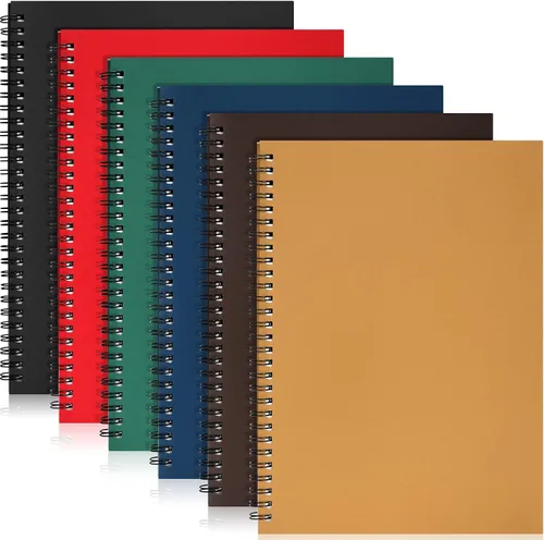 Miniatura 8 de Epakh Paquete de 6 cuadernos en espiral B5 a rayas, 70 hojas, 140 páginas, cuaderno encuadernado con alambre de 10.5 x 7.3 pulgadas, tapa dura, bloc