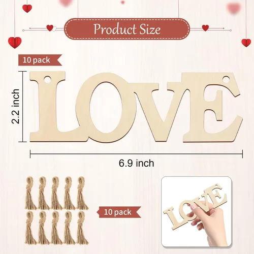 Miniatura 7 de Adornos de madera para cartas de amor para pintar de 7 pulgadas, tamaño grande, para el Día de la Madre, el Día de San Valentín, discos de madera