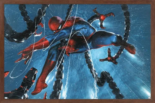 Miniatura 10 de Trends International Marvel Comics-Spider-Man, Doctor Octopus-Rain Cover Póster de pared, 14.725 x 22.375 pulgadas, versión enmarcada de madera