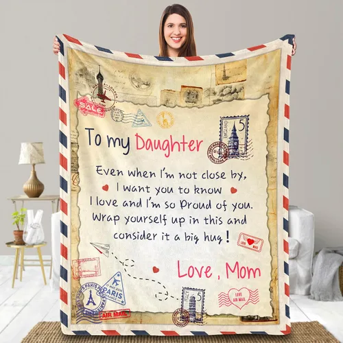 Miniatura 12 de UFOORO Manta para hija, manta de forro polar suave con diseño de oso abrazo de oso, regalo sincero de padre a hija, el mejor regalo para hijas