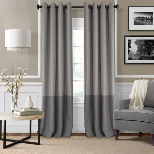 Elrene Home Fashions Braiden - Cortina opaca con bloques de color, panel individual, 52 x 84 pulgadas (1 panel), color gris