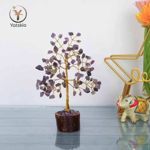 Miniatura 7 de YATSKIA Árbol de cristal de amatista - Decoración de piedras preciosas - Bonsái de dinero de Feng Shui - Amatista natural - Árbol de gemas de cristal