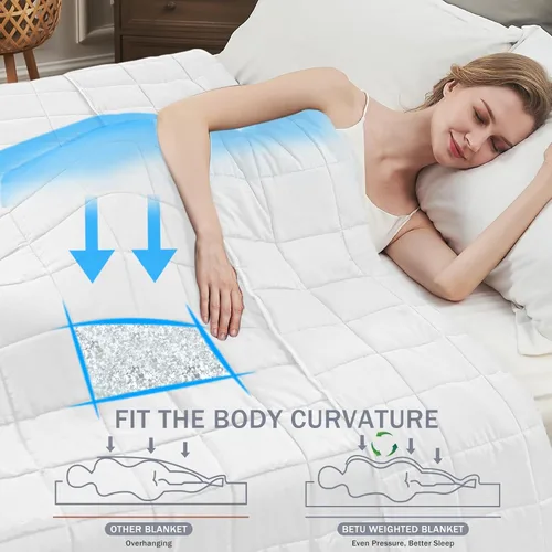 Miniatura 17 de Manta con Peso Azul para Adultos 12 libras, 48"x72", Tamaño Twin Full Manta Pesada Refrescante para 110-130 libras, Mantas Grandes de Microfibra