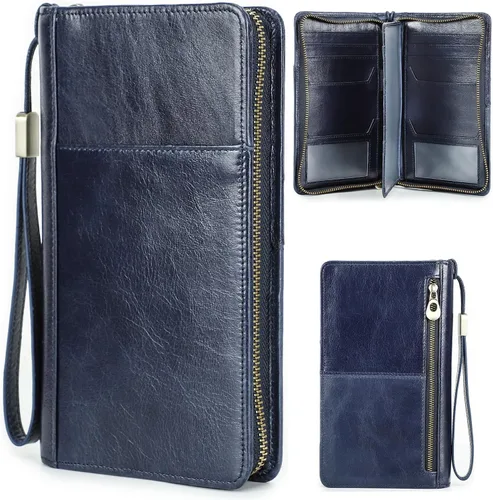 Miniatura 14 de Funda de cuero de grano superior para pasaporte de viaje para hombre y mujer, hecha a mano para 4 pasaportes y múltiples tarjetas, bloqueo RFID