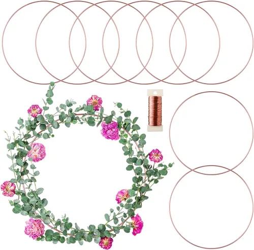 Paquete de 8 anillos de metal para manualidades, anillos de macramé de 18 pulgadas, suministros de atrapasueños, centros de mesa circulares de aro