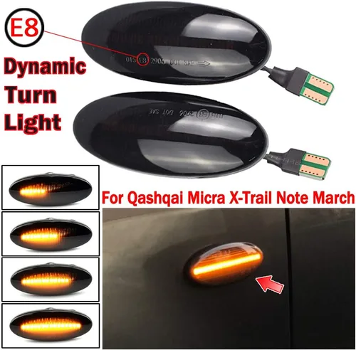 Miniatura 3 de Para Nissan Qashqai J10 X-trail T31 Cube Juke Leaf Micra Micra K13 Note E11 Dynamic Auto LED Side Marker Luz de señal de giro transparente (ahumado)