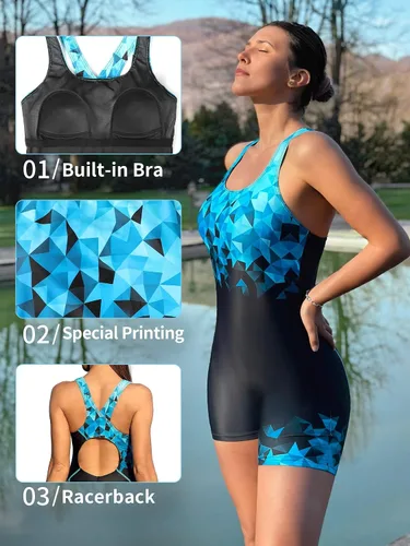 Miniatura 61 de ATTRACO Traje de baño deportivo de una pieza para mujer, traje de baño deportivo de entrenamiento