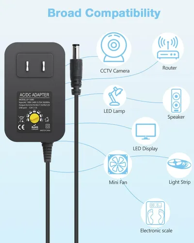 Miniatura 2 de Aclorol Adaptador de corriente universal de 30 W, 12 V, 9 V, 7,5 V, 6 V, 5 V, 4,5 V, 3 V, fuente de alimentación variable ajustable, convertidor