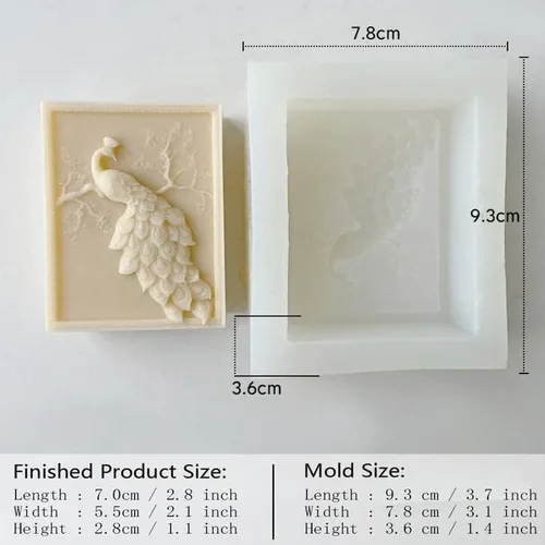 Miniatura 4 de Molde de silicona para jabón, molde para velas, diseño de pavo real, molde de cera de resina para manualidades Pavo real individual