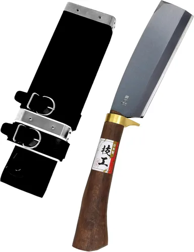 KAKURI Cuchillo de herramientas japonés NATA de 6.5 pulgadas, hecho en Japón, hacha de hacha de hacha con funda para camping, al aire libre, fogata,