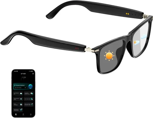 Al - Lentes inteligentes para hombres y mujeres, lentes de traducción Bluetooth con 164 idiomas, lente de cambio de color, música y llamadas,
