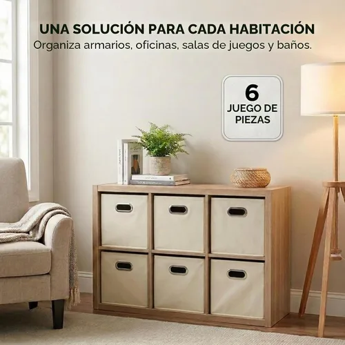 Miniatura 7 de Household Essentials Cubos de Almacenamiento de Tela Plegables Paquete de 6 – 11x11x11 Contenedores No Tejidos Apilables con Lados de Cartón