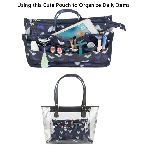 Miniatura 3 de Micom Organizador de cosméticos extensible, con estampado, asas, 13 bolsillos, para cartera de mujer, L, Swallow