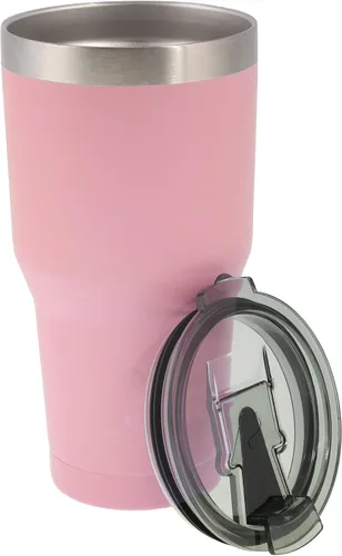Miniatura 3 de Doble pared aislada al vacío, vaso de acero inoxidable con tapa de bloqueo, recubrimiento en polvo duradero, bebida fría y bebidas calientes, rosa