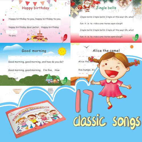 Miniatura 6 de Juego de campanas de mano, 8 notas musicales con 17 canciones, juguete musical, instrumento de percusión para niños pequeños, niños, para el día