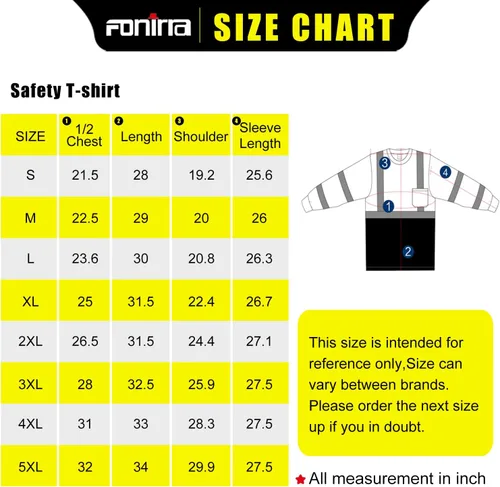 Miniatura 7 de FONIRRA 3 piezas de camisetas reflectantes de seguridad de alta visibilidad para hombres con manga larga camisas de trabajo de construcción ANSI