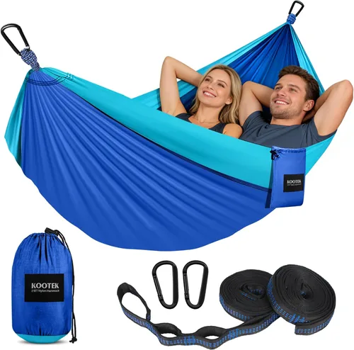 Kootek Hamaca de campamento, hamacas portátiles con correas para árboles y bolsa de transporte adjunta, equipo esencial de campamento, perfecto para