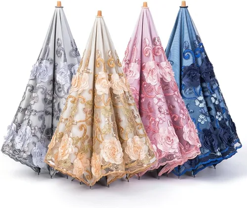 Miniatura 74 de Honeystore - Parasoles de encaje de flores para fiesta de boda, paraguas nupcial de encaje