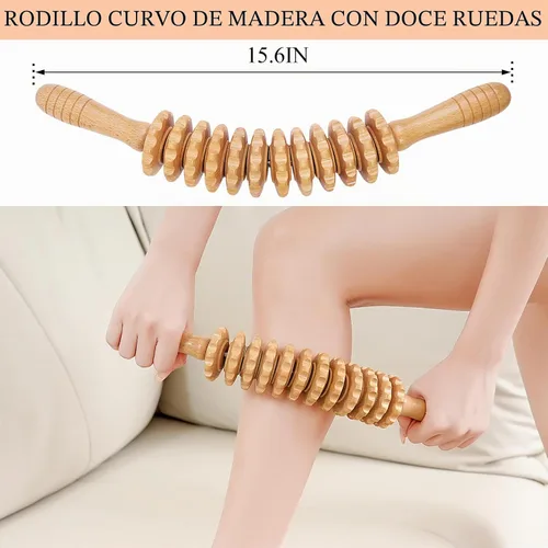 Miniatura 6 de Xokocli Herramienta de masaje para celulitis, terapia de madera, herramientas de masaje para fascia, rodillo de celulitis, masajeador de drenaje