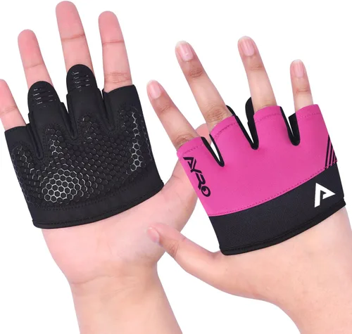 Miniatura 2 de AYRO Guantes de entrenamiento mínimos, guantes cortos parciales de gimnasio para levantamiento de pesas con almohadillas de agarre para hombres