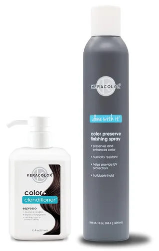 Miniatura 12 de KERACOLOR Kit de 3 en 1 (Limpieza + Acondicionador + Color) Tinte semipermanente azul para el cabello y acabado en aerosol para el cabello, 10 onzas