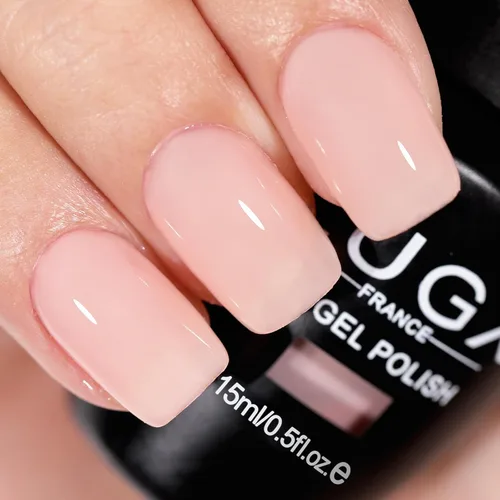 Miniatura 12 de L'UGX Esmalte de uñas de gel rosa translúcido, 0.5 onzas líquidas, esmalte de gel neutro nude, rosa, transparente, natural, UV, punta francesa