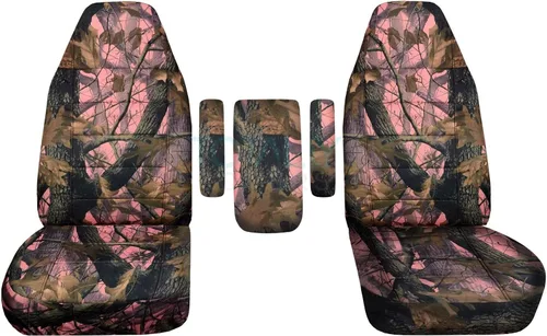 Miniatura 8 de Fundas para asientos y 3 fundas para reposabrazos de camiones Ford (Uno por asiento + Central) (16 impresiones, diseño de camuflaje), verde