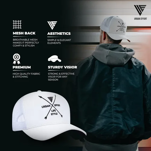 Miniatura 104 de Urban Effort Gorra trasera de malla, para hombres y mujeres, gorra de béisbol de 5 paneles, gran cierre a presión para caza y senderismo