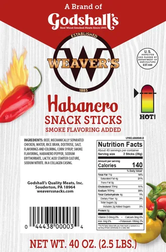 Miniatura 2 de Weaver's Palitos Habanero (80 palitos picantes de carne de res y pollo de 7 pulgadas por bolsa de 40 onzas)