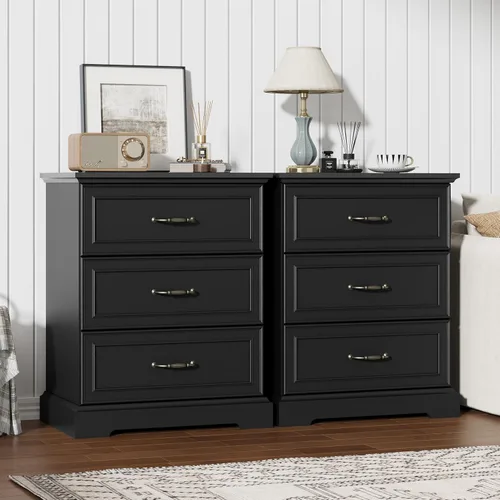 Miniatura 4 de Thacuok Cómoda de 3 cajones para dormitorio, cómoda de madera de 24 pulgadas de ancho, cómoda rústica de granja con cajones grandes y asas de metal