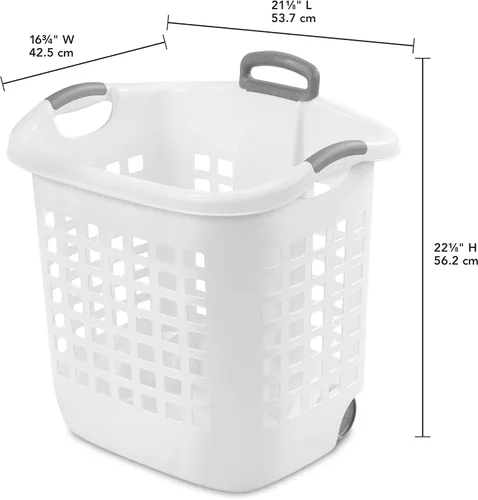 Miniatura 2 de Sterilite Cesta de lavandería con ruedas de 1.75 Bushel, con asa y ruedas para facilitar el enrollamiento de la ropa hacia y desde la lavandería
