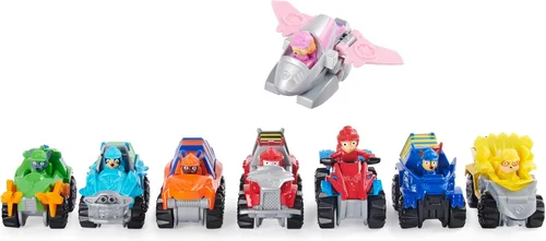 Miniatura 8 de Paw Patrol, True Metal Dino Rescue - Paquete de 8 vehículos coleccionables fundidos a presión, escala 1:55 Paquete de 8 regalos de rescate