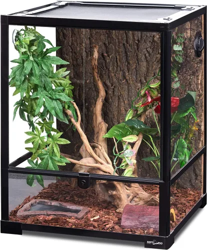 Miniatura 10 de REPTI ZOO Puerta corredera de cristal con ventilación para reptiles de 67 galones, gran terrario, con apertura frontal, para reptiles, terrario