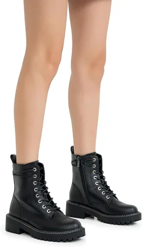 Miniatura 2 de Jeossy Botines de combate 9627 para mujer con tacón bajo con cordones y cremallera lateral