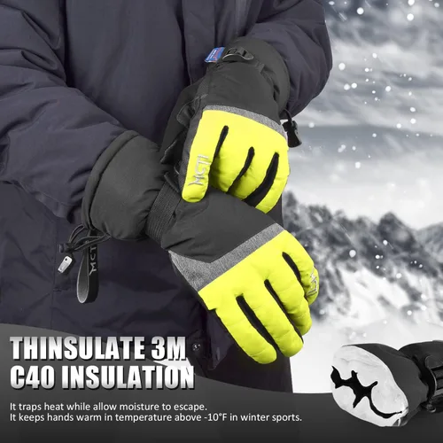 Miniatura 9 de MCTi Guantes de esquí, impermeables, para snowboard y nieve, 3M, Thinsulate, para clima frío, para mujer, para invierno, con pantalla táctil
