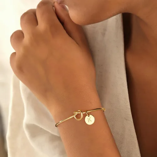 Miniatura 5 de Turandoss Initial Bracelets for Women - Dainty Knot Letter A-Z Initial Bracelet for Women, Personalized Cuff Bangle Bracelet for Women, Jewelry for