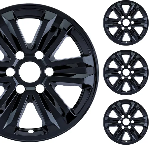 PACRIM Juego de fundas de rueda de 17 pulgadas color negro brillante hecho para Ford F-150 (2015-2020) | Tapacubos de plástico ABS duradero | Se