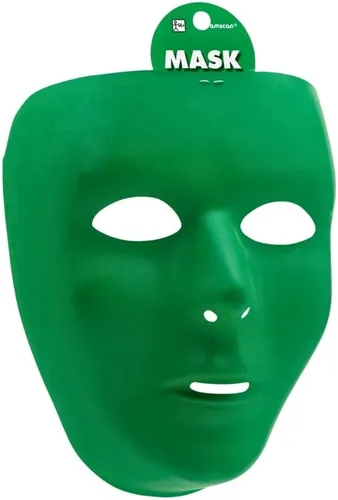 Miniatura 3 de Máscara facial completa de plástico verde, 6.25 x 7.75 pulgadas (paquete de 1), accesorio de fiesta vibrante, perfecto para festivales, cumpleaños